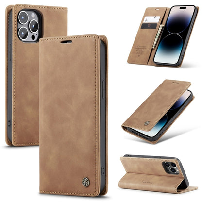 For iPhone 14 Pro Max CaseMe-013 Multifunctional Retro Frosted Leather Phone Case (Brown) - iPhone 14 Pro Max Cases by CaseMe | Online Shopping South Africa | PMC Jewellery | Buy Now Pay Later Mobicred