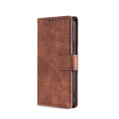 For Blackview A50 Skin Feel Crocodile Magnetic Clasp Leather Phone Case(Brown) - More Brand by PMC Jewellery | Online Shopping South Africa | PMC Jewellery | Buy Now Pay Later Mobicred