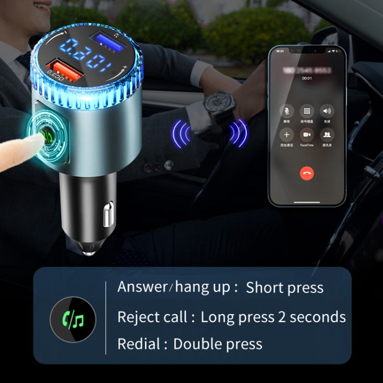 BC77 QC3.0 Fast Charging Car Bluetooth Hands-free MP3 Player FM Transmitter(Navy Blue) - Bluetooth Car Kits by PMC Jewellery | Online Shopping South Africa | PMC Jewellery | Buy Now Pay Later Mobicred