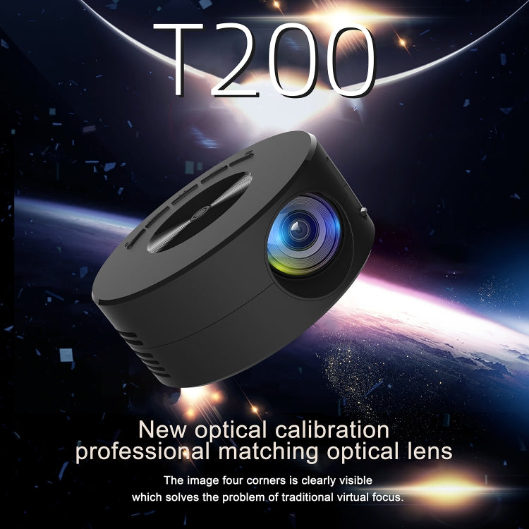 T200 1500LM 1920x1080P LED Mini Projector, AU Plug(Black) - Mini Projector by PMC Jewellery | Online Shopping South Africa | PMC Jewellery | Buy Now Pay Later Mobicred