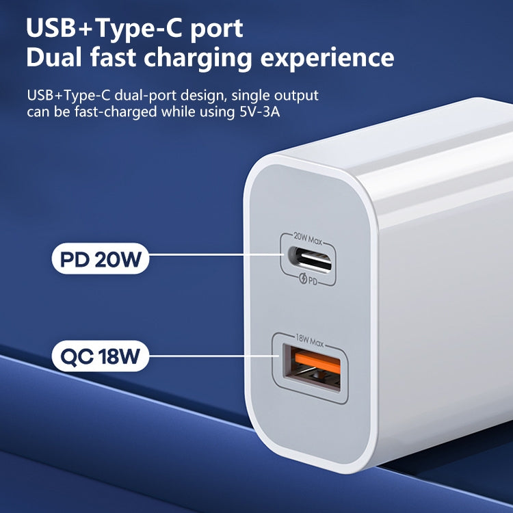 REMAX RP-U68 Speedy Series 20W USB+USB-C/Type-C Interface Fast Charger, Specification:EU Plug(White) - USB Charger by REMAX | Online Shopping South Africa | PMC Jewellery | Buy Now Pay Later Mobicred