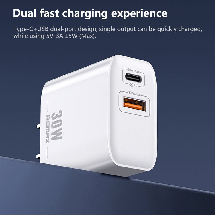 REMAX RP-U82 30W USB+USB-C/Type-C Dual Interface Fast Charger, Specification:UK Plug(White) - USB Charger by REMAX | Online Shopping South Africa | PMC Jewellery | Buy Now Pay Later Mobicred