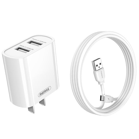 REMAX RP-U35 Jane Series 2.1A Dual USB Port Fast Charger Set, Cable:Micro USB(CN Plug) - USB Charger by REMAX | Online Shopping South Africa | PMC Jewellery | Buy Now Pay Later Mobicred