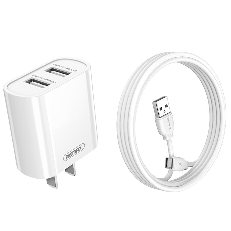 REMAX RP-U35 Jane Series 2.1A Dual USB Port Fast Charger Set, Cable:USB-C/Type-C(CN Plug) - USB Charger by REMAX | Online Shopping South Africa | PMC Jewellery | Buy Now Pay Later Mobicred