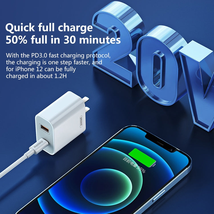 REMAX RP-U68 20W USB+USB-C/Type-C Dual Interface Fast Charger Set, Specification:CN Plug(White) - USB Charger by REMAX | Online Shopping South Africa | PMC Jewellery | Buy Now Pay Later Mobicred