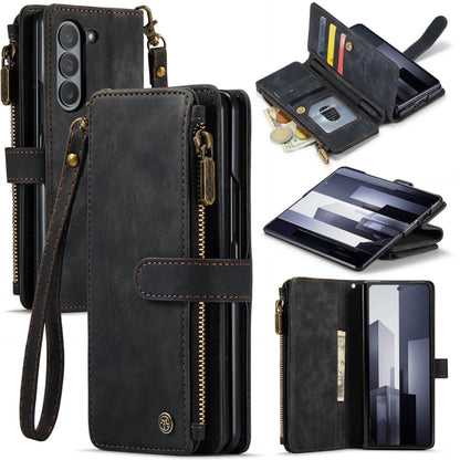 For Samsung Galaxy Z Fold6 5G CaseMe C30 Multifunctional Card Slots Zipper Phone Leather Phone Case(Black) - Galaxy Z Fold6 5G Cases by CaseMe | Online Shopping South Africa | PMC Jewellery | Buy Now Pay Later Mobicred