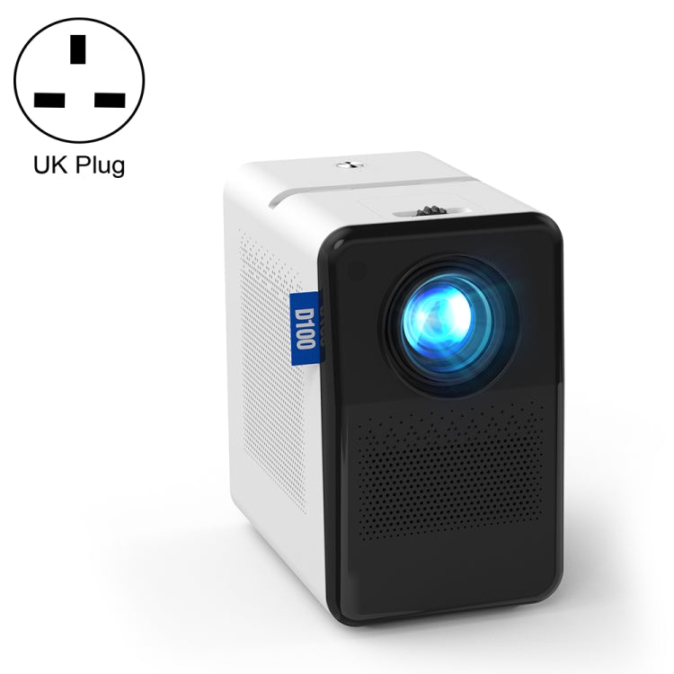 D100 180 ANSI Lumens Mini LED+LCD Smartphone Wireless Screen Mirroring Projector, Plug Type:UK Plug(White) - Mini Projector by PMC Jewellery | Online Shopping South Africa | PMC Jewellery | Buy Now Pay Later Mobicred