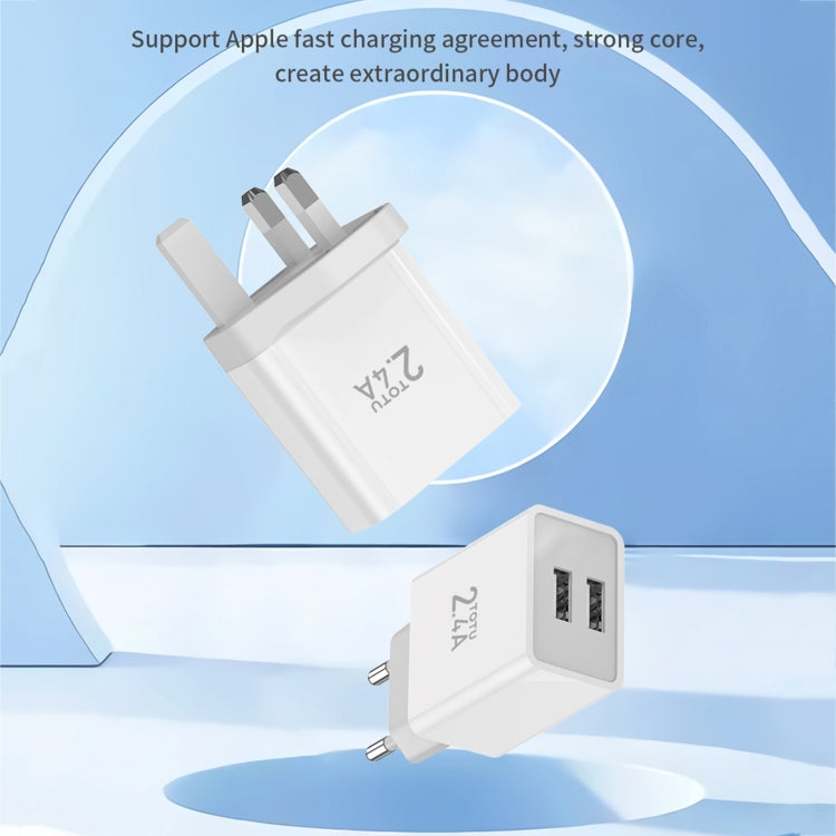 TOTU Joe Series Dual USB Ports Travel Charger, Plug Type:UK Plug(White) - USB Charger by TOTUDESIGN | Online Shopping South Africa | PMC Jewellery | Buy Now Pay Later Mobicred