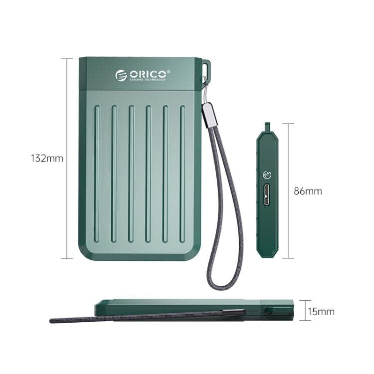 ORICO M25C3-GR 2.5 inch USB3.1 Gen1 Type-C Hard Drive Enclosure(Green) - External Hard Drives by ORICO | Online Shopping South Africa | PMC Jewellery | Buy Now Pay Later Mobicred