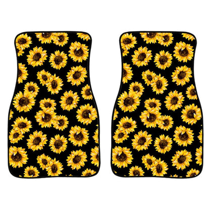 2 in 1 Universal Printing Auto Car Floor Mats Set, Style:Black-Yellow Flowers - Floor Mats by PMC Jewellery | Online Shopping South Africa | PMC Jewellery | Buy Now Pay Later Mobicred