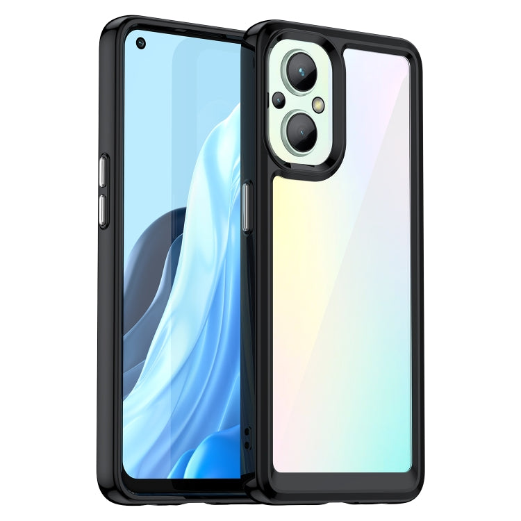 For OPPO Reno 7 Lite Colorful Series Acrylic + TPU Phone Case(Black) - OPPO Cases by PMC Jewellery | Online Shopping South Africa | PMC Jewellery | Buy Now Pay Later Mobicred