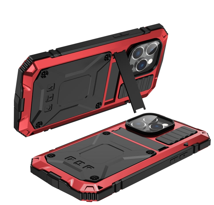 For iPhone 14 Pro R-JUST Shockproof Waterproof Dust-proof Case with Holder(Red) - iPhone 14 Pro Cases by R-JUST | Online Shopping South Africa | PMC Jewellery