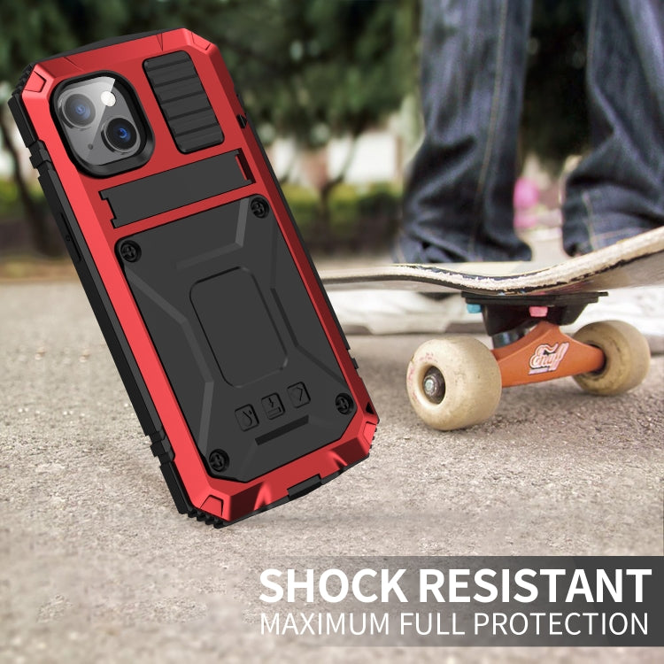 For iPhone 14 Plus R-JUST Shockproof Waterproof Dust-proof Case with Holder (Red) - iPhone 14 Plus Cases by R-JUST | Online Shopping South Africa | PMC Jewellery