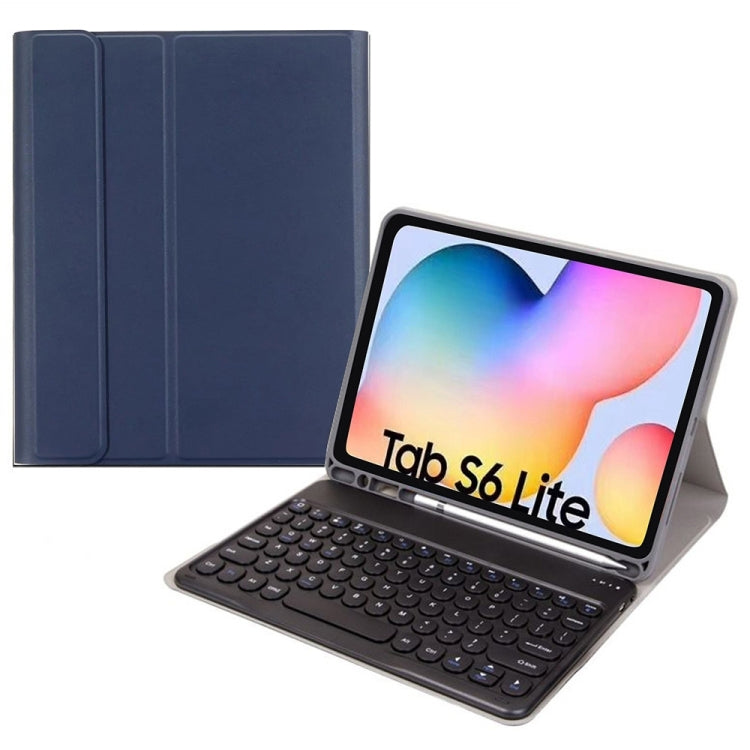 Round Cap Bluetooth Keyboard Leather Case with Pen Slot, without Touchpad For Samsung Galaxy Tab A7 10.4 2020(Dark Blue+Black Keyboard) - Samsung Keyboard by PMC Jewellery | Online Shopping South Africa | PMC Jewellery