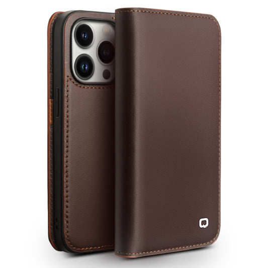 For iPhone 14 Pro Max QIALINO Business Horizontal Flip PU Phone Case (Brown) - iPhone 14 Pro Max Cases by QIALINO | Online Shopping South Africa | PMC Jewellery | Buy Now Pay Later Mobicred