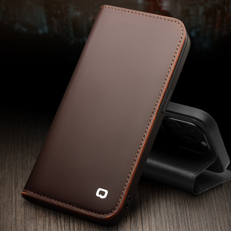 For iPhone 14 Pro Max QIALINO Business Horizontal Flip PU Phone Case (Brown) - iPhone 14 Pro Max Cases by QIALINO | Online Shopping South Africa | PMC Jewellery | Buy Now Pay Later Mobicred