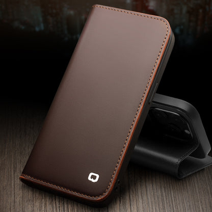 For iPhone 14 Pro Max QIALINO Business Horizontal Flip PU Phone Case (Brown) - iPhone 14 Pro Max Cases by QIALINO | Online Shopping South Africa | PMC Jewellery | Buy Now Pay Later Mobicred