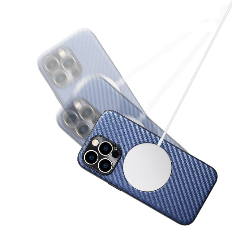 For iPhone 11 MagSafe Magnetic Carbon Fiber Texture Phone Case (Blue) - iPhone 11 Cases by PMC Jewellery | Online Shopping South Africa | PMC Jewellery