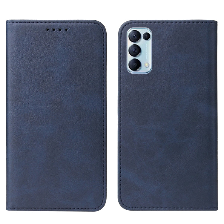 For OPPO Reno5 5G Magnetic Closure Leather Phone Case(Blue) - OPPO Cases by PMC Jewellery | Online Shopping South Africa | PMC Jewellery