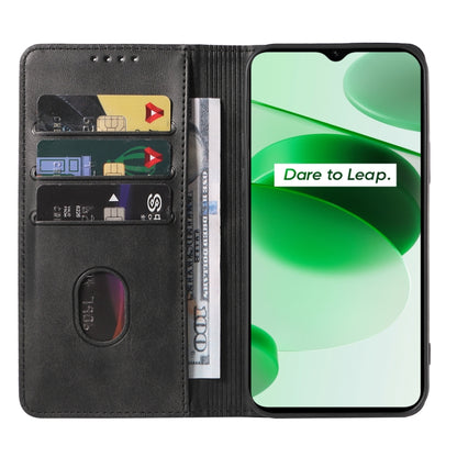 For Realme C35 Magnetic Closure Leather Phone Case(Black) - Realme Cases by PMC Jewellery | Online Shopping South Africa | PMC Jewellery | Buy Now Pay Later Mobicred