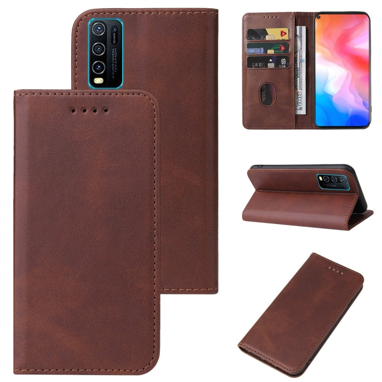 For vivo Y30 Magnetic Closure Leather Phone Case(Brown) - vivo Cases by PMC Jewellery | Online Shopping South Africa | PMC Jewellery