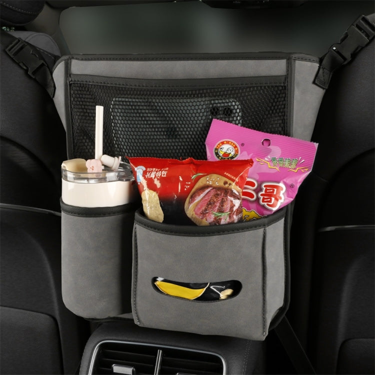 Car Center Console Hanging Bag Sheepskin Leather Storage Bag(Grey) - Seat Accessories by PMC Jewellery | Online Shopping South Africa | PMC Jewellery | Buy Now Pay Later Mobicred