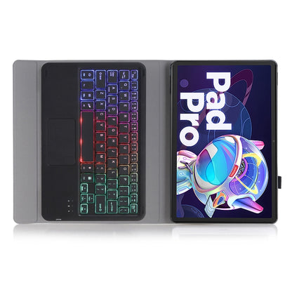 AM18-AS Tri-color Backlight Bluetooth Keyboard Leather Case with Touchpad For Lenovo XiaoXin Pad Pro 2022 11.2 inch(Black) - Lenovo Keyboard by PMC Jewellery | Online Shopping South Africa | PMC Jewellery