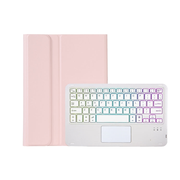 AM18-AS Tri-color Backlight Bluetooth Keyboard Leather Case with Touchpad For Lenovo XiaoXin Pad Pro 2022 11.2 inch(Pink) - Lenovo Keyboard by PMC Jewellery | Online Shopping South Africa | PMC Jewellery