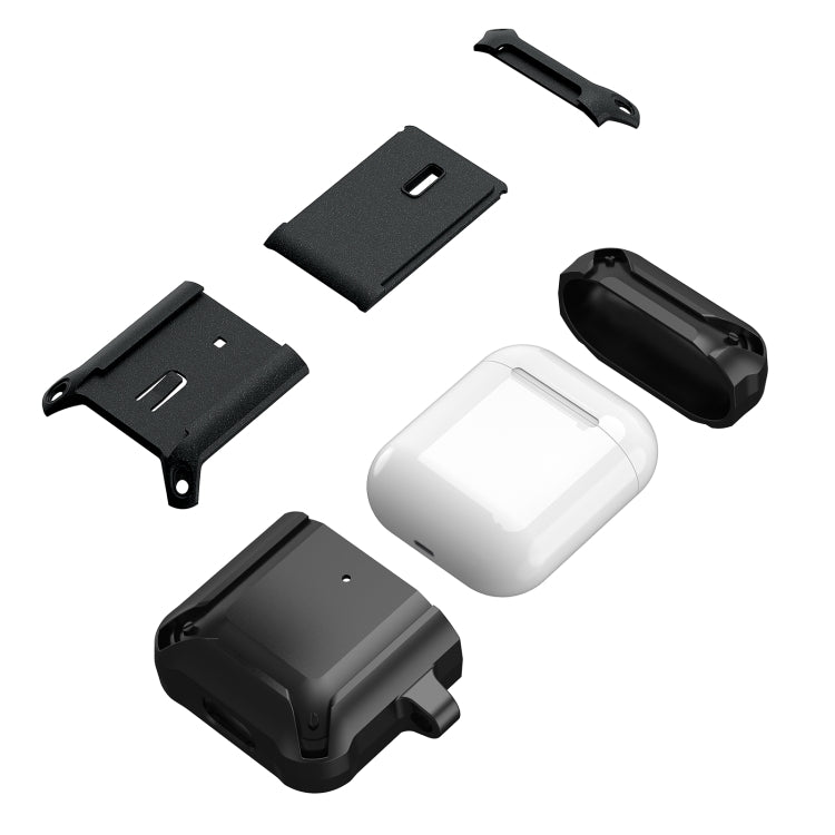 For AirPods 1 / 2 Sliding Buckle Wireless Earphone Protective Case with Hook(Black) - For AirPods 1/2 by PMC Jewellery | Online Shopping South Africa | PMC Jewellery | Buy Now Pay Later Mobicred