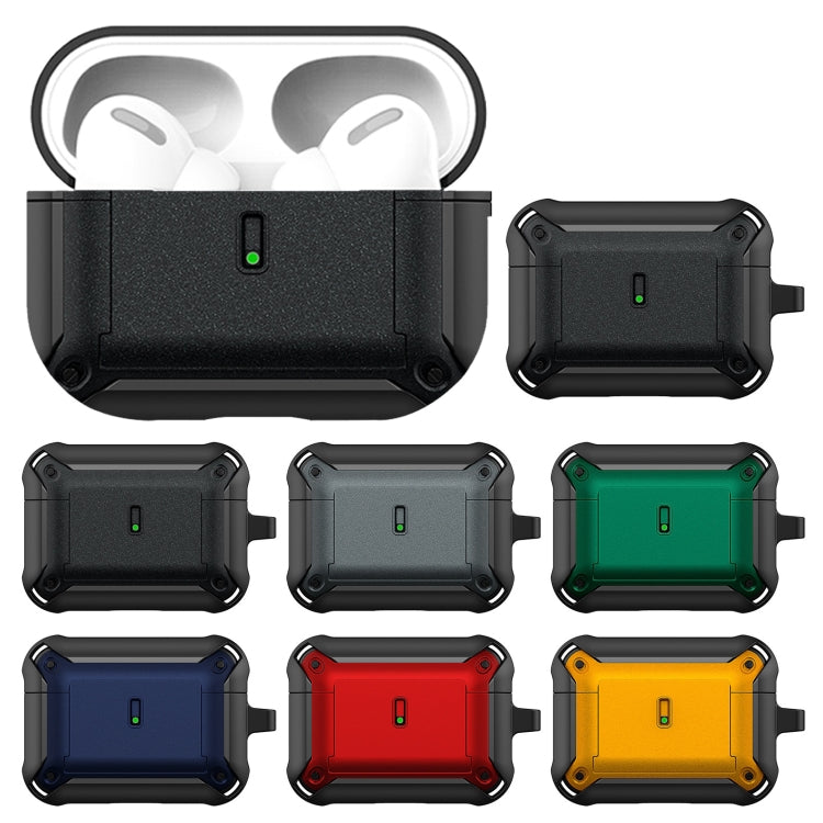 For AirPods Pro Sliding Buckle Wireless Earphone Protective Case with Hook(Black Grey) - For AirPods Pro by PMC Jewellery | Online Shopping South Africa | PMC Jewellery | Buy Now Pay Later Mobicred