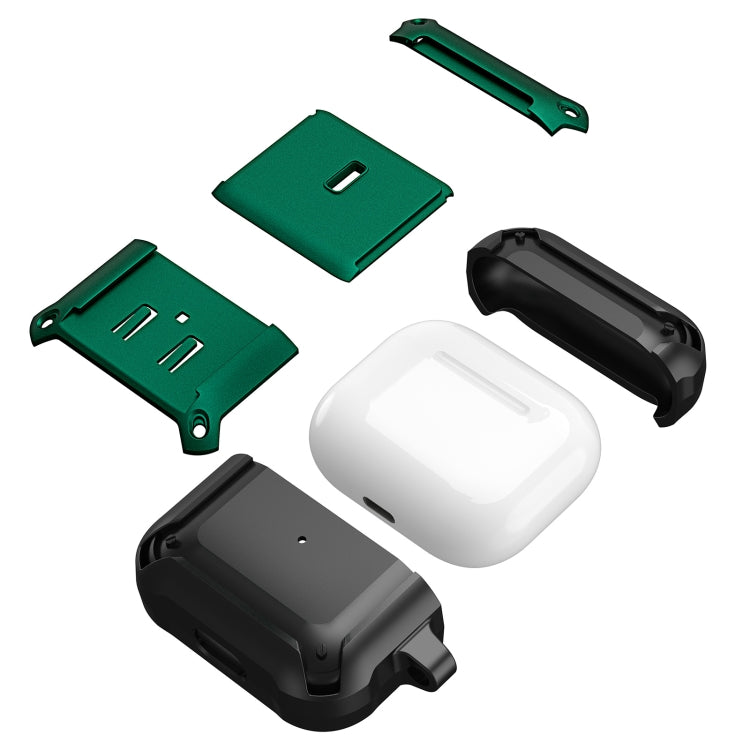 For AirPods 3 Sliding Buckle Wireless Earphone Protective Case with Hook(Black Green) - For AirPods 3 by PMC Jewellery | Online Shopping South Africa | PMC Jewellery | Buy Now Pay Later Mobicred