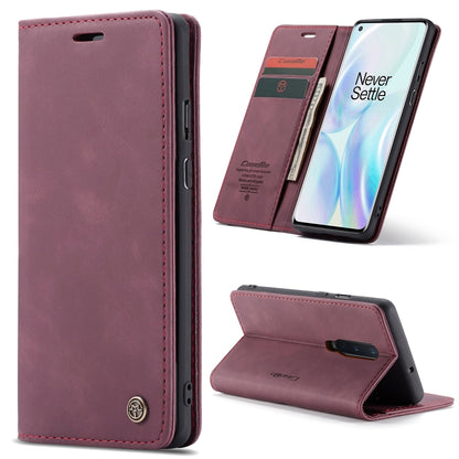 For OnePlus 8 CaseMe Multifunctional Horizontal Flip Leather Case, with Card Slot & Holder & Wallet(Wine Red) - OnePlus Cases by CaseMe | Online Shopping South Africa | PMC Jewellery | Buy Now Pay Later Mobicred