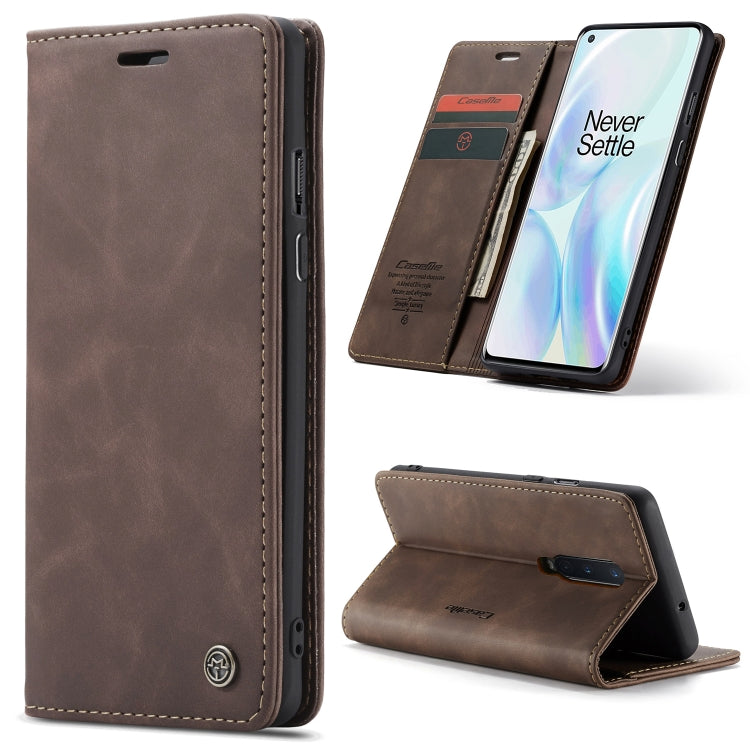 For OnePlus 8 CaseMe Multifunctional Horizontal Flip Leather Case, with Card Slot & Holder & Wallet(Coffee) - OnePlus Cases by CaseMe | Online Shopping South Africa | PMC Jewellery | Buy Now Pay Later Mobicred