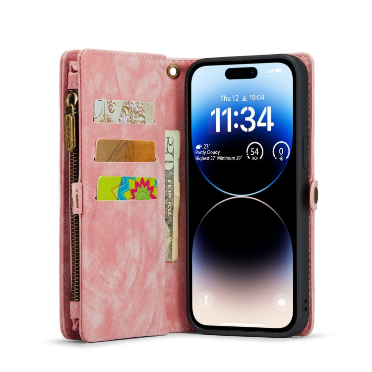 For iPhone 14 Pro Max CaseMe 008 Detachable Multifunctional Leather Phone Case(Pink) - iPhone 14 Pro Max Cases by CaseMe | Online Shopping South Africa | PMC Jewellery | Buy Now Pay Later Mobicred