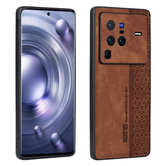 For vivo X80 Pro AZNS 3D Embossed Skin Feel Phone Case(Brown) - vivo Cases by AZNS | Online Shopping South Africa | PMC Jewellery