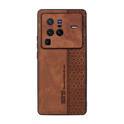 For vivo X80 Pro AZNS 3D Embossed Skin Feel Phone Case(Brown) - vivo Cases by AZNS | Online Shopping South Africa | PMC Jewellery