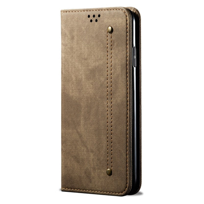 For OPPO Realme 6 Pro Denim Texture Casual Style Horizontal Flip Leather Case with Holder & Card Slots & Wallet(Khaki) - Realme Cases by PMC Jewellery | Online Shopping South Africa | PMC Jewellery | Buy Now Pay Later Mobicred