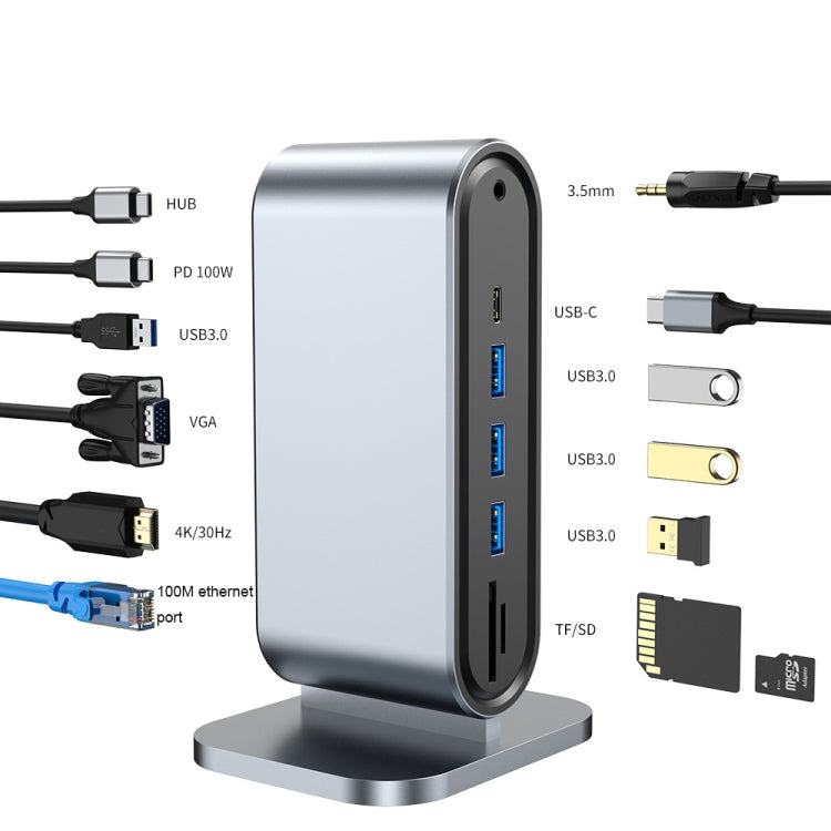 12 in 1 USB-C / Type-C Vertical Multi-interface HUB Adapter - USB HUB by PMC Jewellery | Online Shopping South Africa | PMC Jewellery | Buy Now Pay Later Mobicred