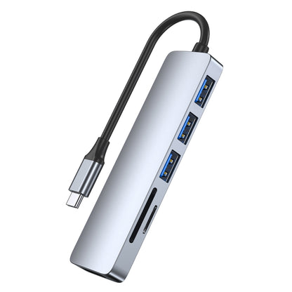 6-in-1 USB-C / Type-C to USB Docking Station HUB Adapter - USB HUB by PMC Jewellery | Online Shopping South Africa | PMC Jewellery | Buy Now Pay Later Mobicred