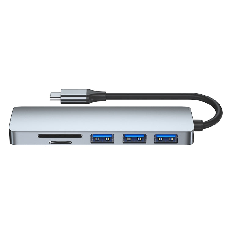 6-in-1 USB-C / Type-C to USB Docking Station HUB Adapter - USB HUB by PMC Jewellery | Online Shopping South Africa | PMC Jewellery | Buy Now Pay Later Mobicred