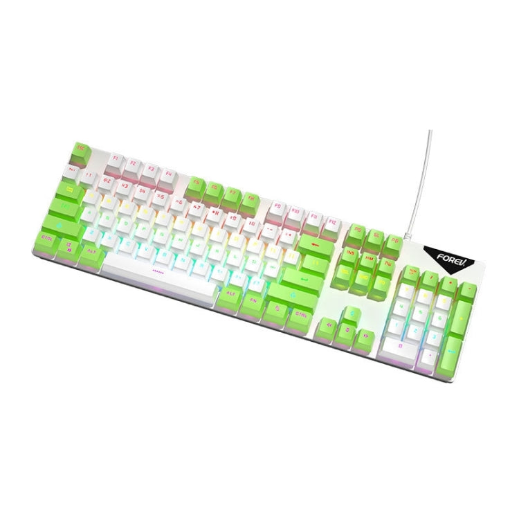 FOREV FVQ302 Mixed Color Wired Mechanical Gaming Illuminated Keyboard(White Green) - Wired Keyboard by PMC Jewellery | Online Shopping South Africa | PMC Jewellery | Buy Now Pay Later Mobicred