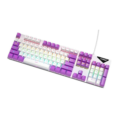 FOREV FVQ302 Mixed Color Wired Mechanical Gaming Illuminated Keyboard(White Purple) - Wired Keyboard by PMC Jewellery | Online Shopping South Africa | PMC Jewellery | Buy Now Pay Later Mobicred