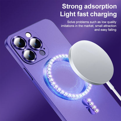 For iPhone 14 Pro Liquid Lens Protector Magsafe Phone Case(Dark Purple) - iPhone 14 Pro Cases by PMC Jewellery | Online Shopping South Africa | PMC Jewellery