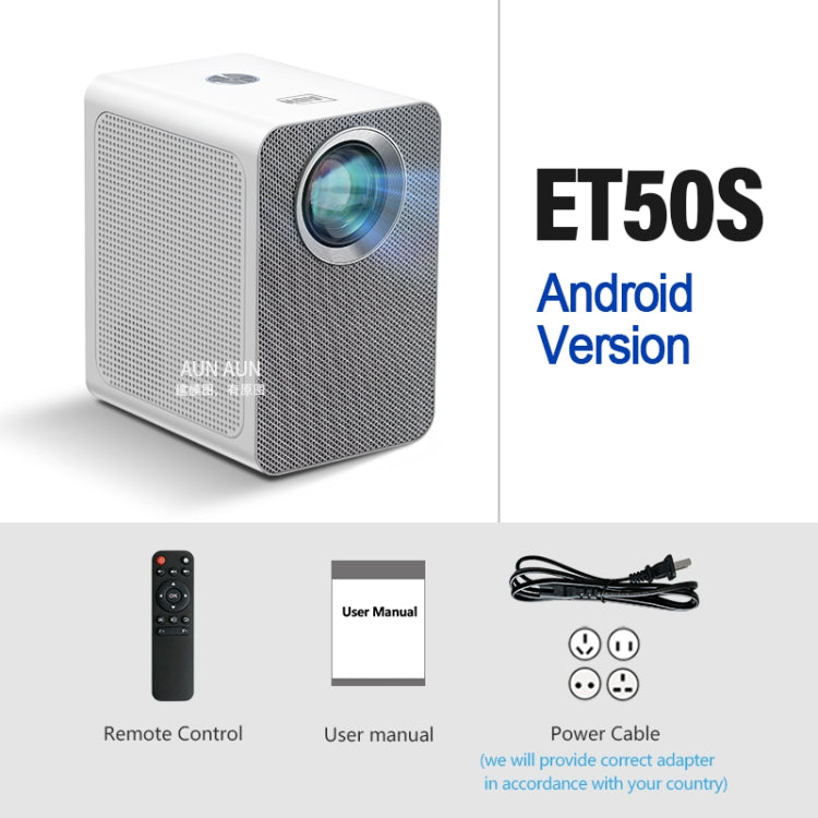 AUN ET50 4 inch 180 Lumens 1920x1080P Smart LED Mini Projector, Plug Type:UK Plug(White) - LED Projector by AUN | Online Shopping South Africa | PMC Jewellery | Buy Now Pay Later Mobicred