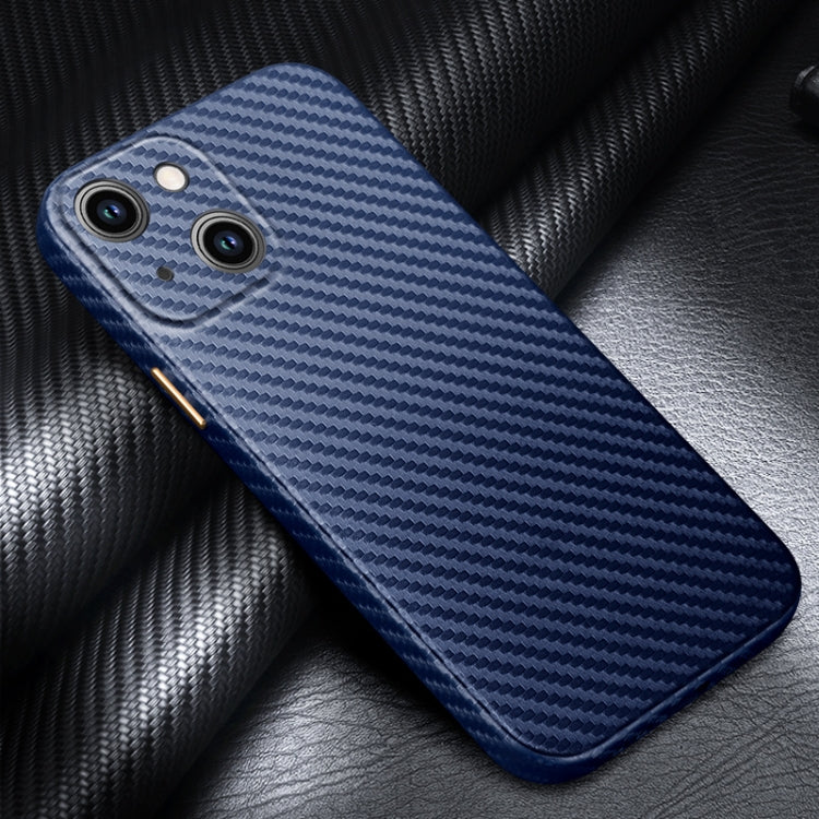 For iPhone 14 Plus R-JUST Carbon Fiber Texture Kevlar Phone Case(Blue) - iPhone 14 Plus Cases by R-JUST | Online Shopping South Africa | PMC Jewellery