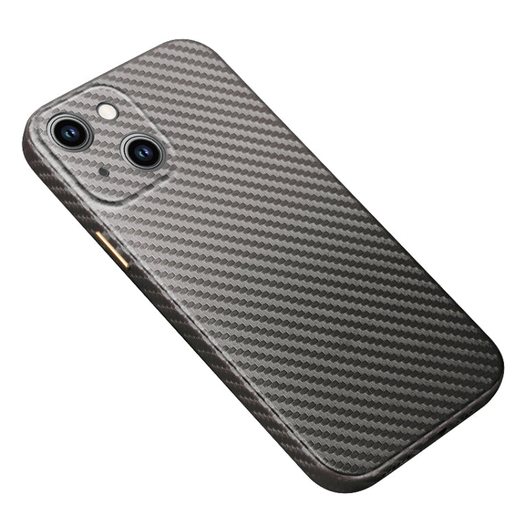 For iPhone 14 Plus R-JUST Carbon Fiber Texture Kevlar Phone Case(Grey) - iPhone 14 Plus Cases by R-JUST | Online Shopping South Africa | PMC Jewellery