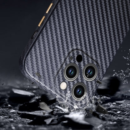 For iPhone 14 Pro R-JUST Carbon Fiber Texture Kevlar Phone Case(Grey) - iPhone 14 Pro Cases by R-JUST | Online Shopping South Africa | PMC Jewellery