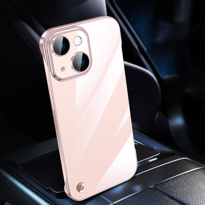 For iPhone 14 Plus Electroplating Frameless Clear PC Phone Case(Pink) - iPhone 14 Plus Cases by PMC Jewellery | Online Shopping South Africa | PMC Jewellery | Buy Now Pay Later Mobicred