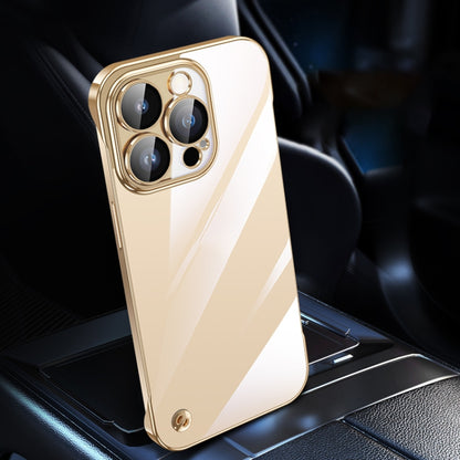 For iPhone 14 Pro Electroplating Frameless Clear PC Phone Case(Gold) - iPhone 14 Pro Cases by PMC Jewellery | Online Shopping South Africa | PMC Jewellery | Buy Now Pay Later Mobicred