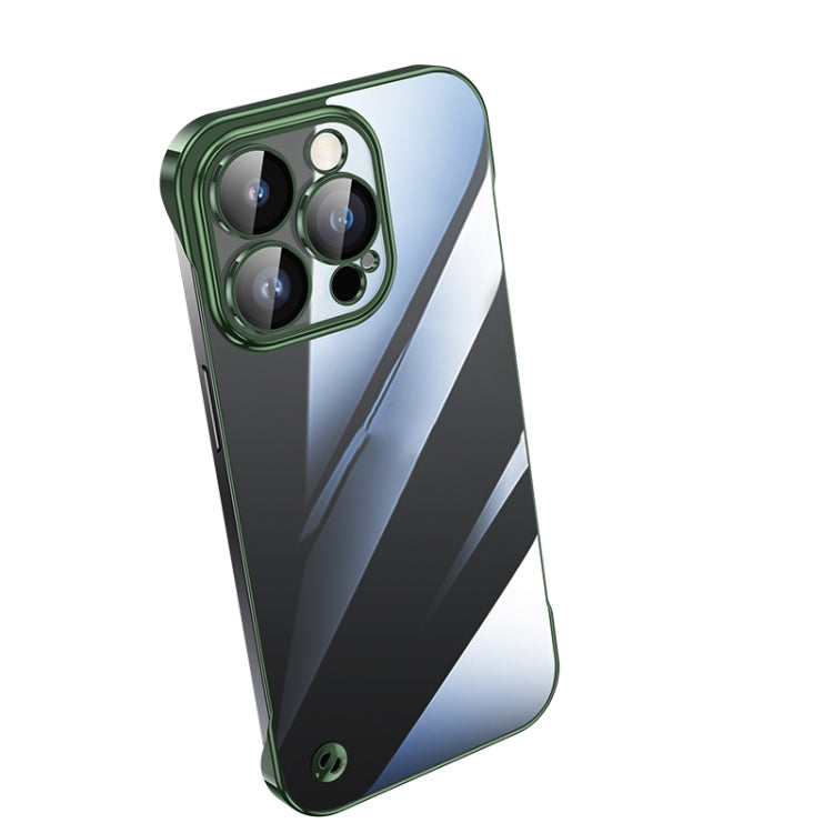 For iPhone 14 Pro Max Electroplating Frameless Clear PC Phone Case(Green) - iPhone 14 Pro Max Cases by PMC Jewellery | Online Shopping South Africa | PMC Jewellery | Buy Now Pay Later Mobicred